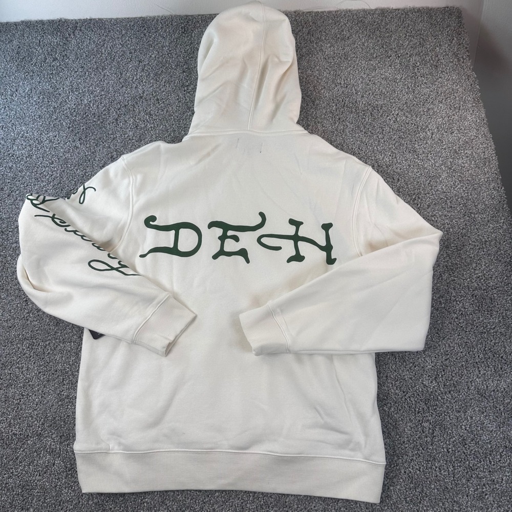 Ed Hardy Dragon Tattoo Hoodie Mens Large Ivory Graphic Pullover Streetwear NEW - Picture 2 of 8